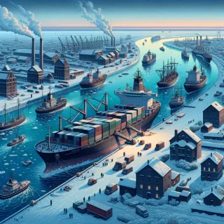 нарисуй порт у Северного морского пути