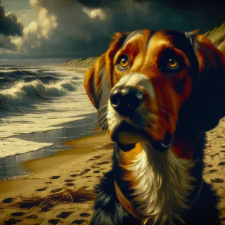 Un perro en la playa