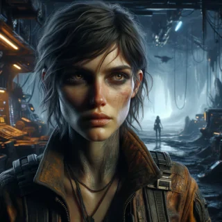 portrait painting of a futuristic rugged female rebel, alien world, colonisation, ultra realistic, concept art, intricate details, eerie, highly detailed, photorealistic, octane, 8 k, unreal engine