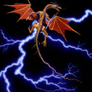 dragon, flying, lightning