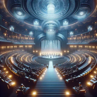 Photorealistic 4k detailed Tomorrowland concert hall big scene